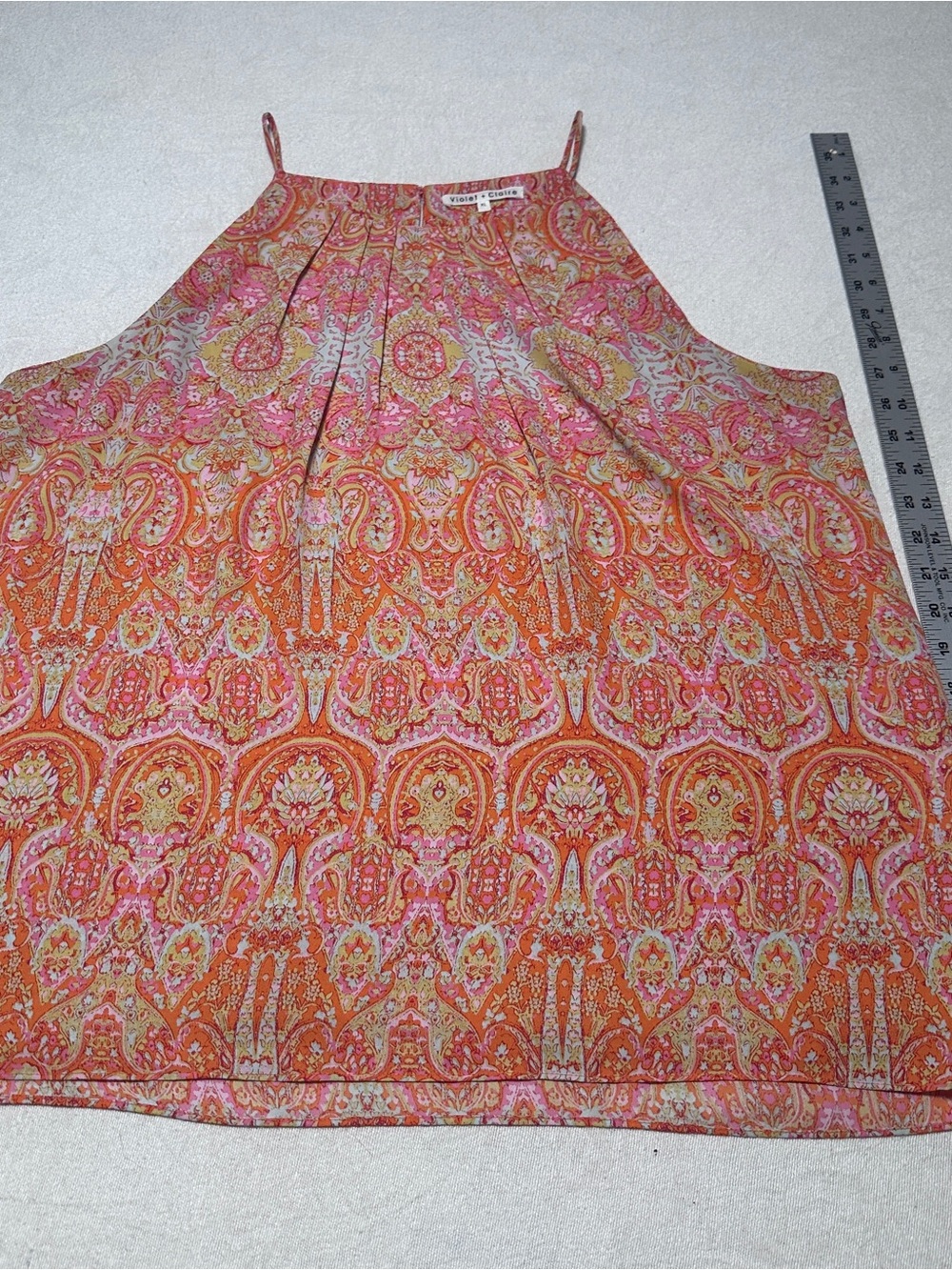 Violet & Claire Orange and Pink Paisley Halter Cami - Picture 2 of 11